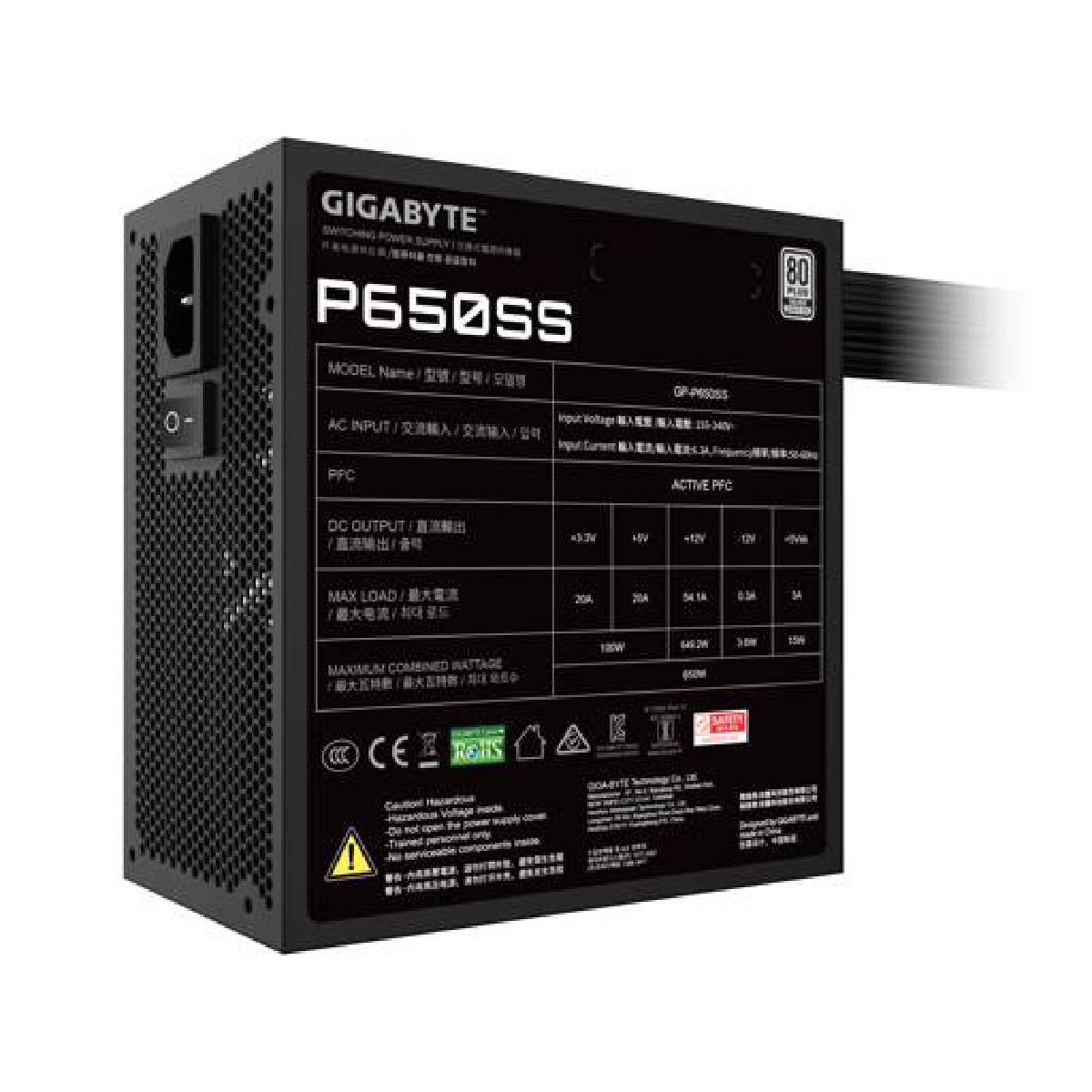 Fuente de Poder Gigabyte GP-P650SS 650W 80+ Silver Negro