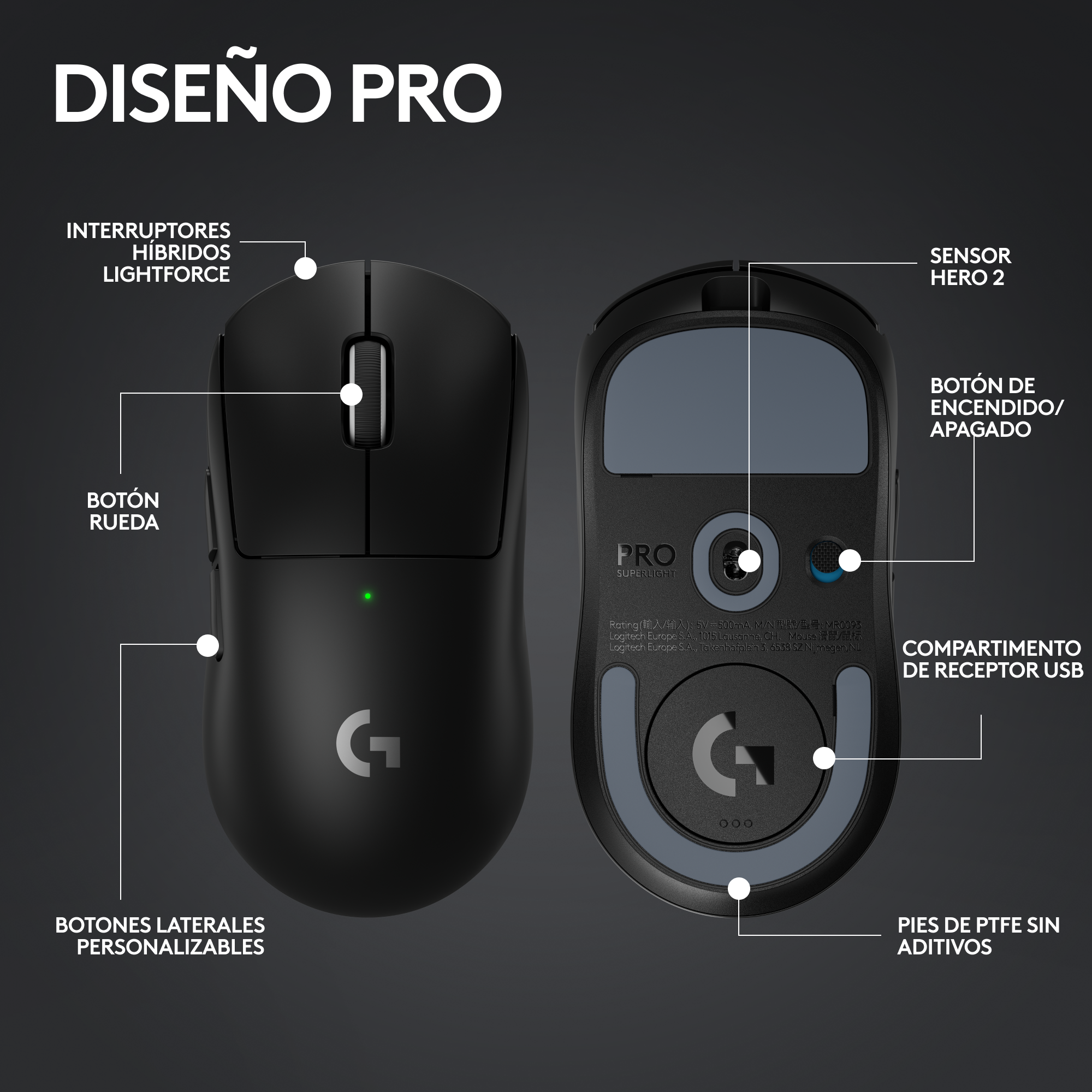 Mouse Gamer Logitech Pro X Superlight 2 Lightspeed Negro