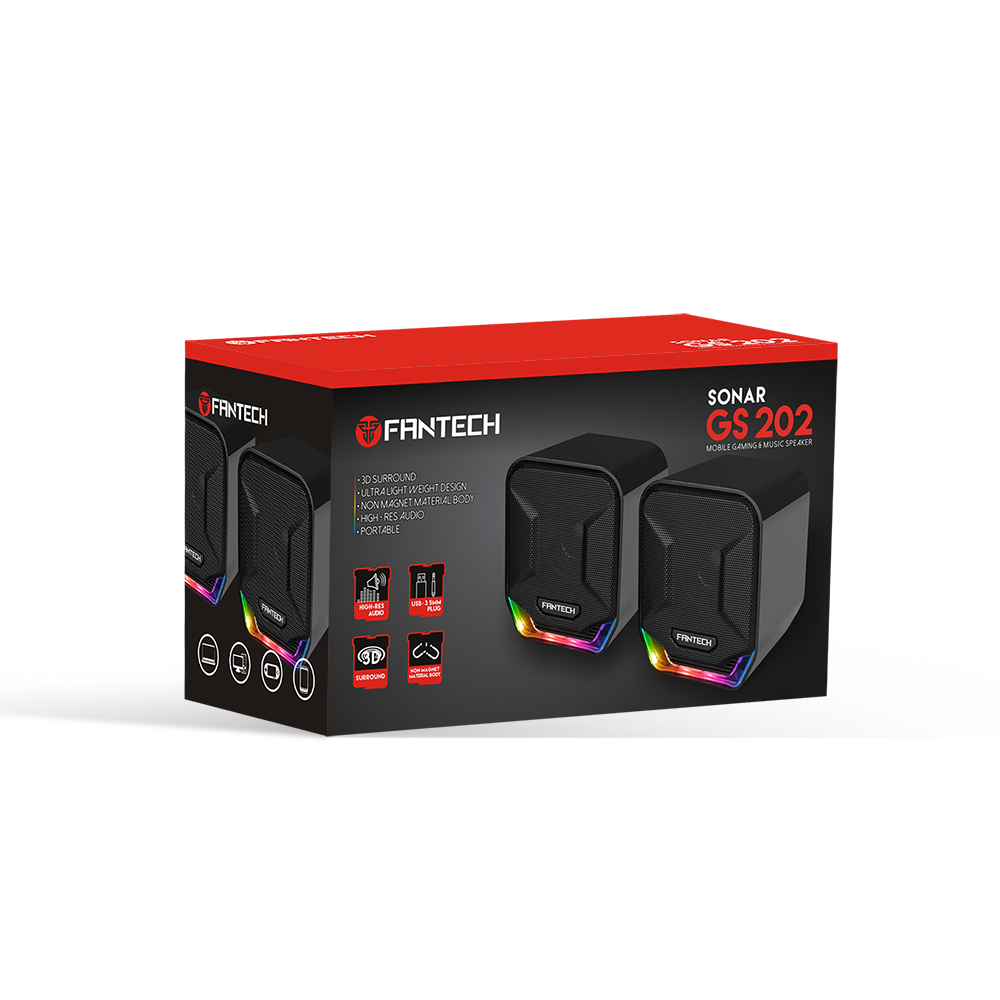 Parlante Gamer Fantech GS202 Sonar RGB Black Edition