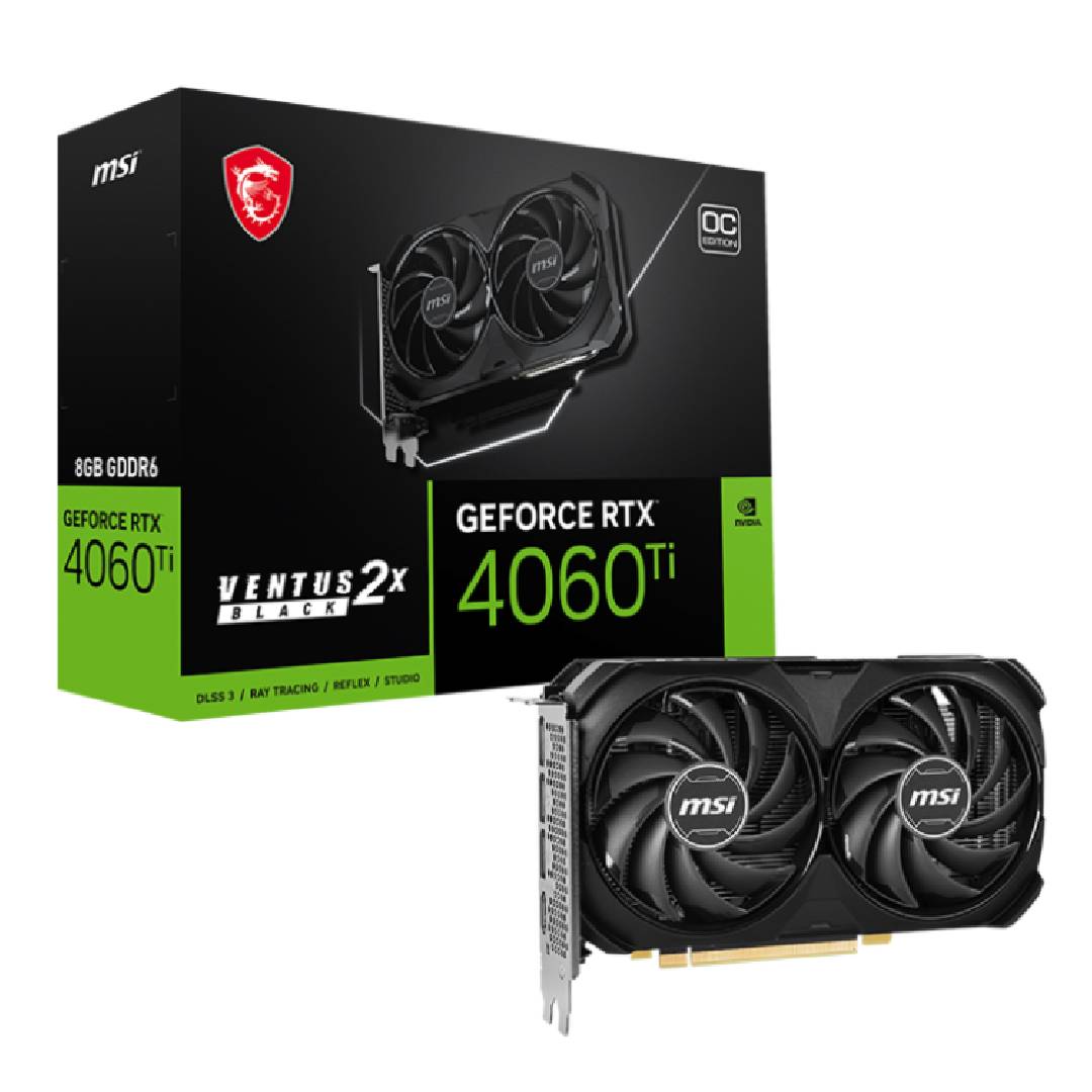 Tarjeta Video MSI GeForce RTX 4060 Ti VENTUS 2X BLACK OC 8GB
