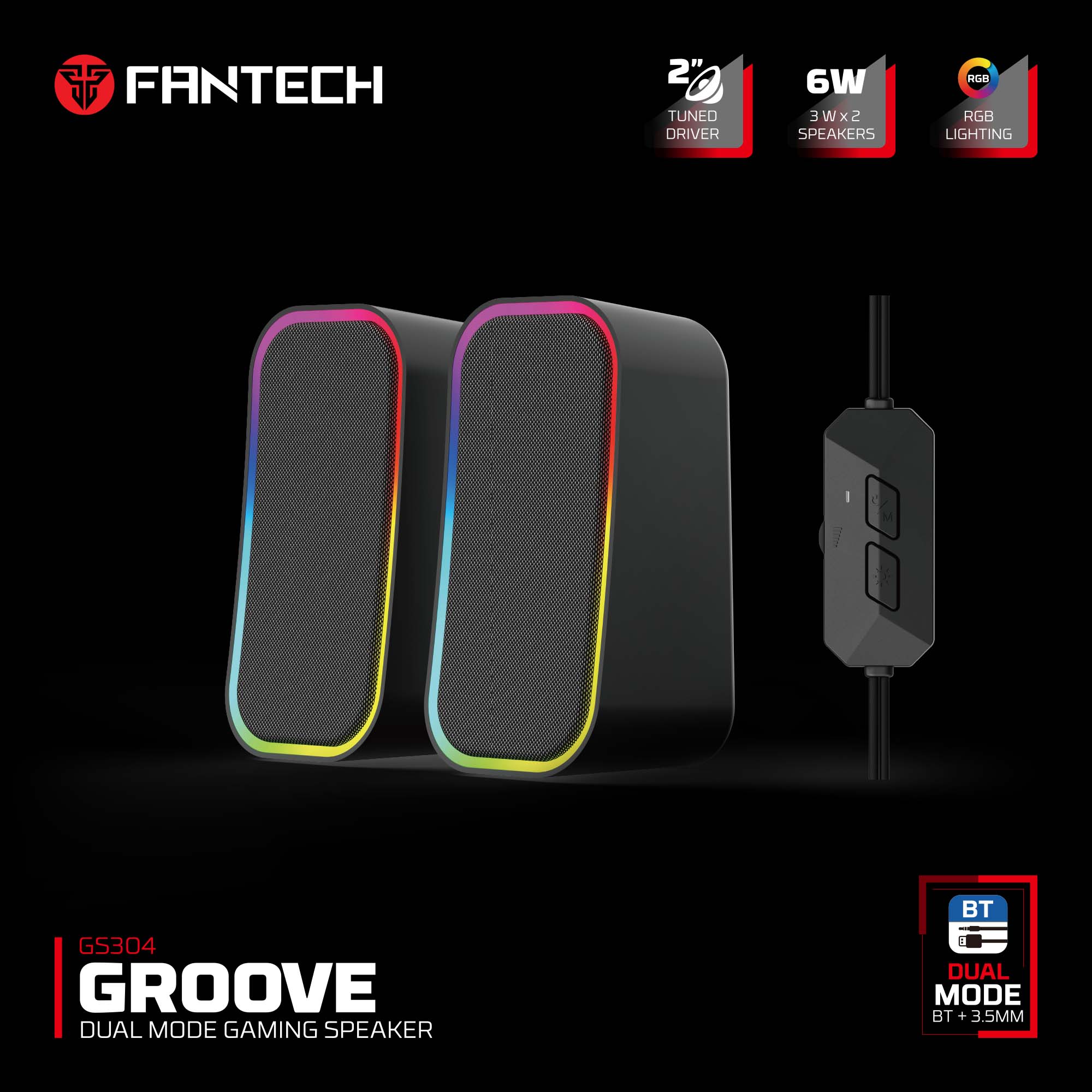 Parlante Fantech Groove RGB Negro GS304