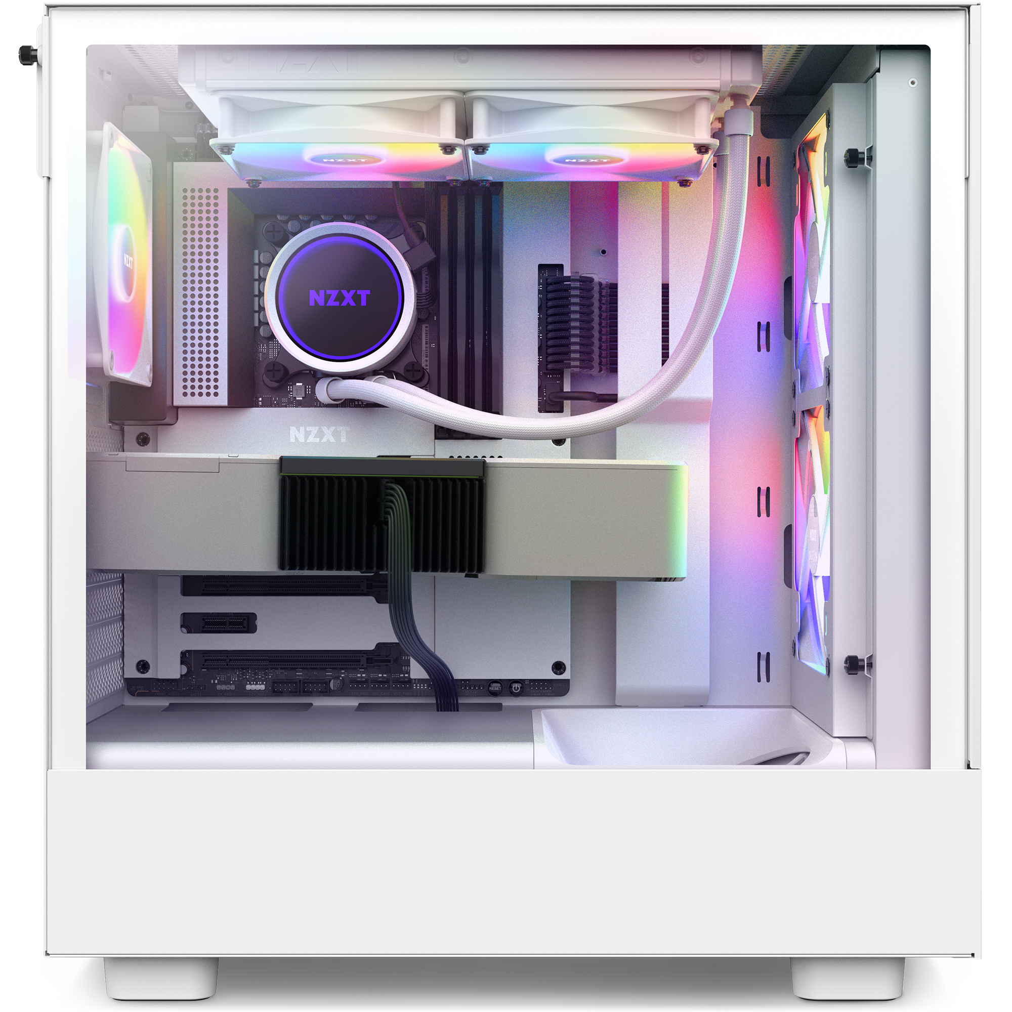 OPEN BOX Gabinete NZXT H5 Flow RGB ATX Mid Tower Blanco