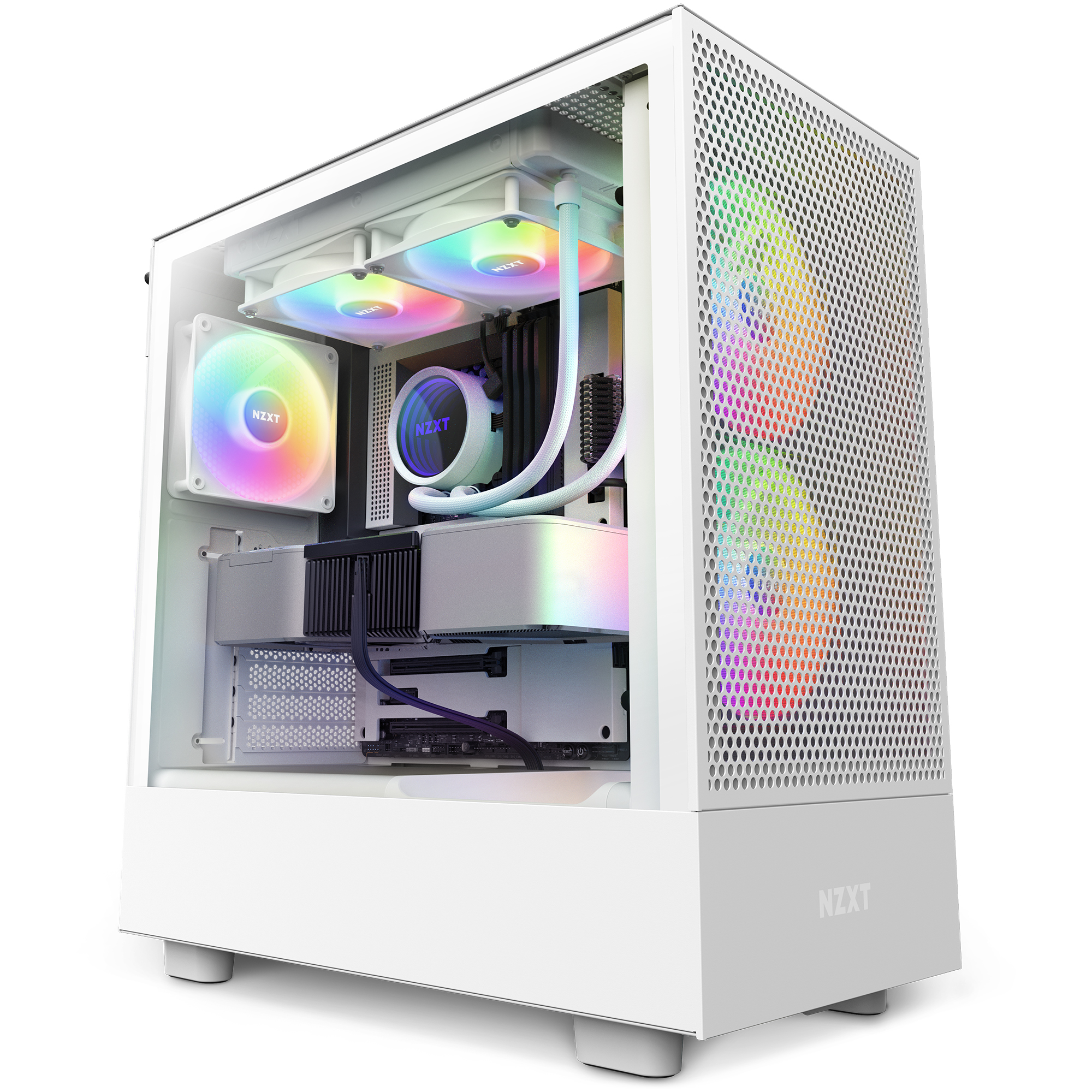OPEN BOX Gabinete NZXT H5 Flow RGB ATX Mid Tower Blanco