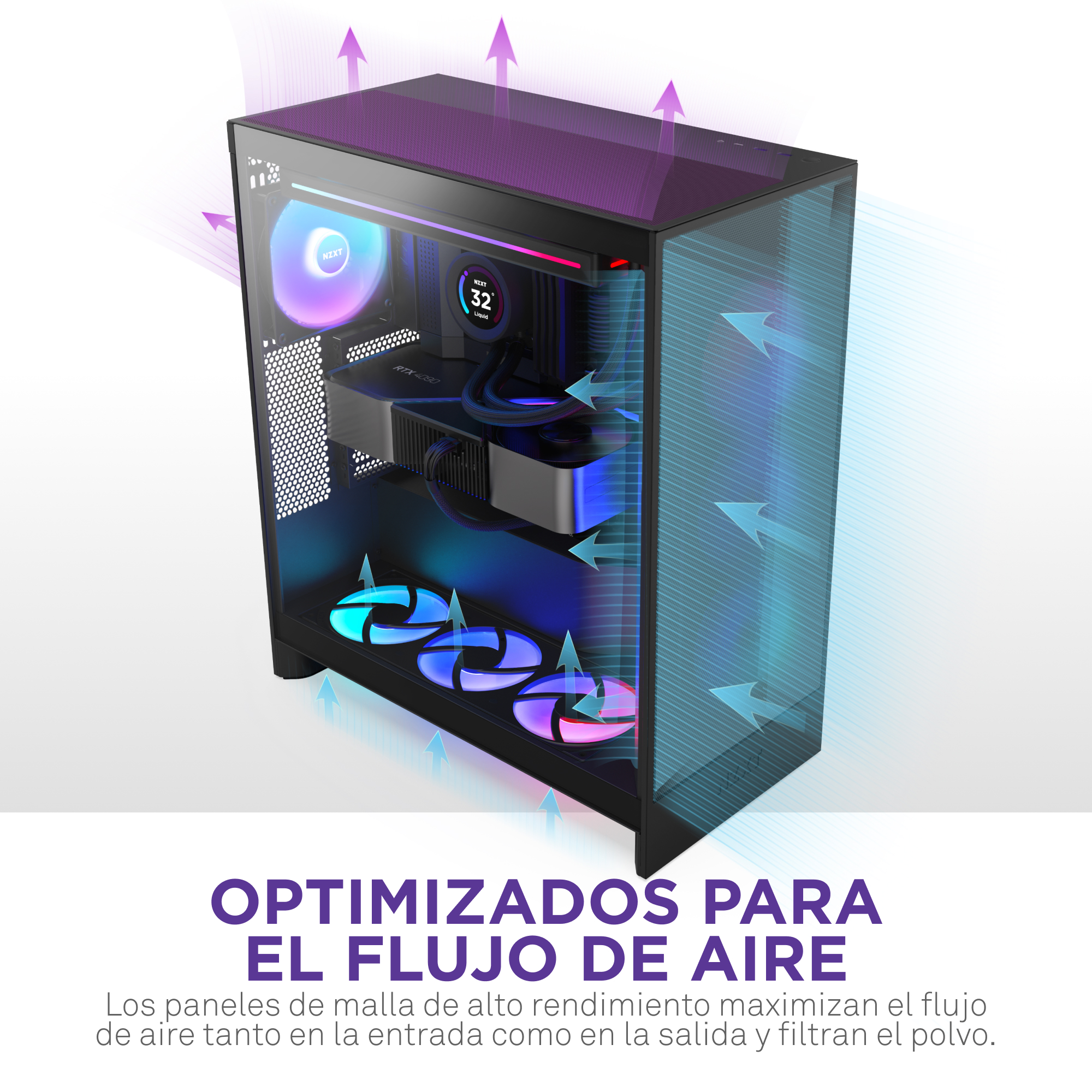 OPEN BOX Gabinete NZXT H7 Flow RGB (2024) Mid-Tower Case Negro