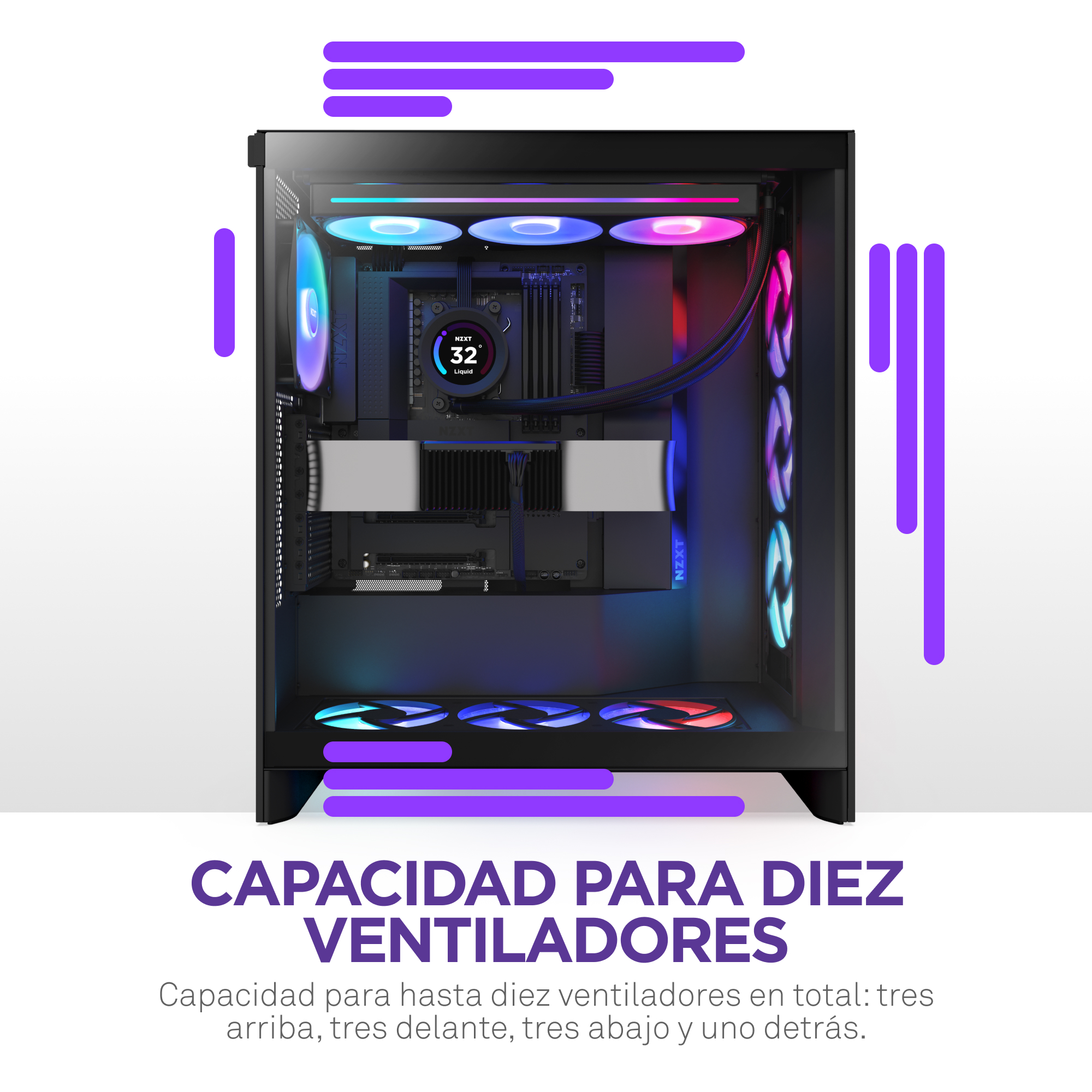OPEN BOX Gabinete NZXT H7 Flow RGB (2024) Mid-Tower Case Negro