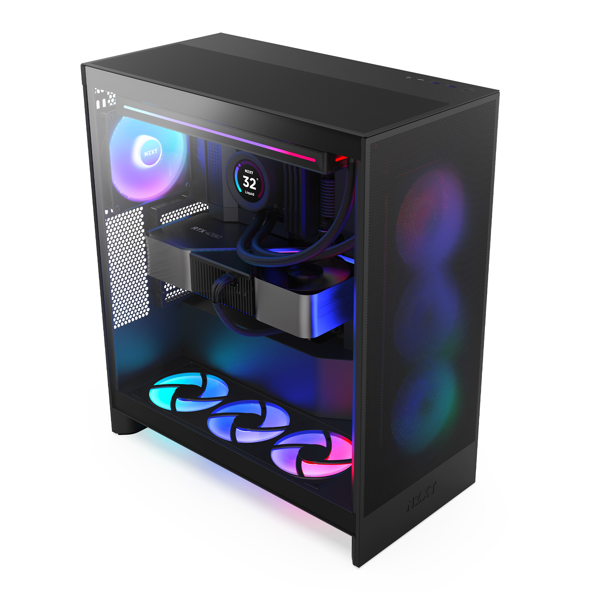 OPEN BOX Gabinete NZXT H7 Flow RGB (2024) Mid-Tower Case Negro