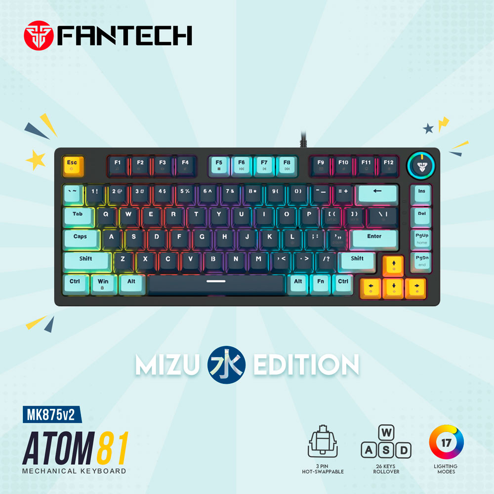 Teclado Fantech MK875V2 ATOM81 Mizu Edition Navy Switch Blue