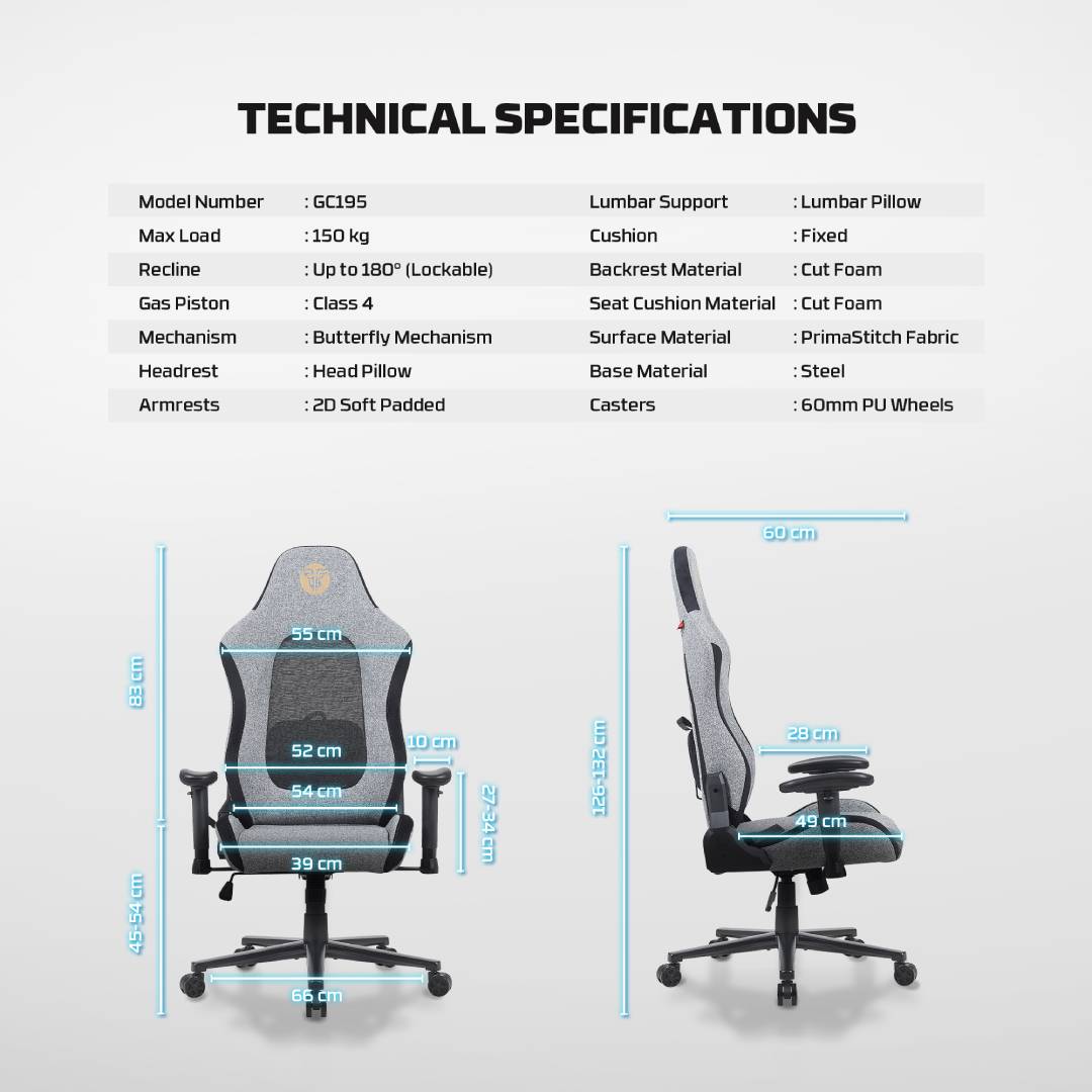 Silla Gamer Fantech GC195 Grey