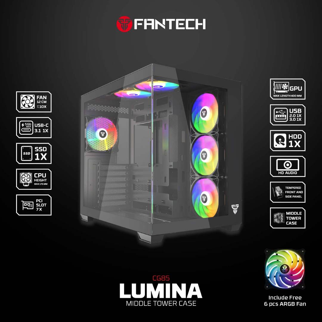 Gabinete Fantech CG85 LUMINA RGB Black