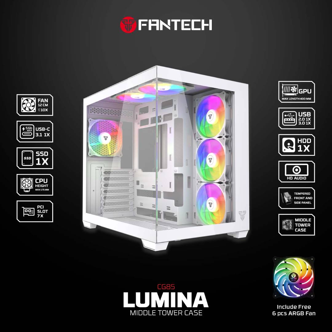 Gabinete Fantech CG85 LUMINA RGB White