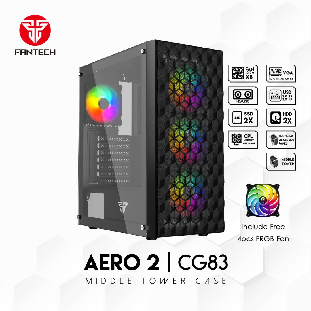 Gabinete Fantech CG83 AERO FRGB Black Edition
