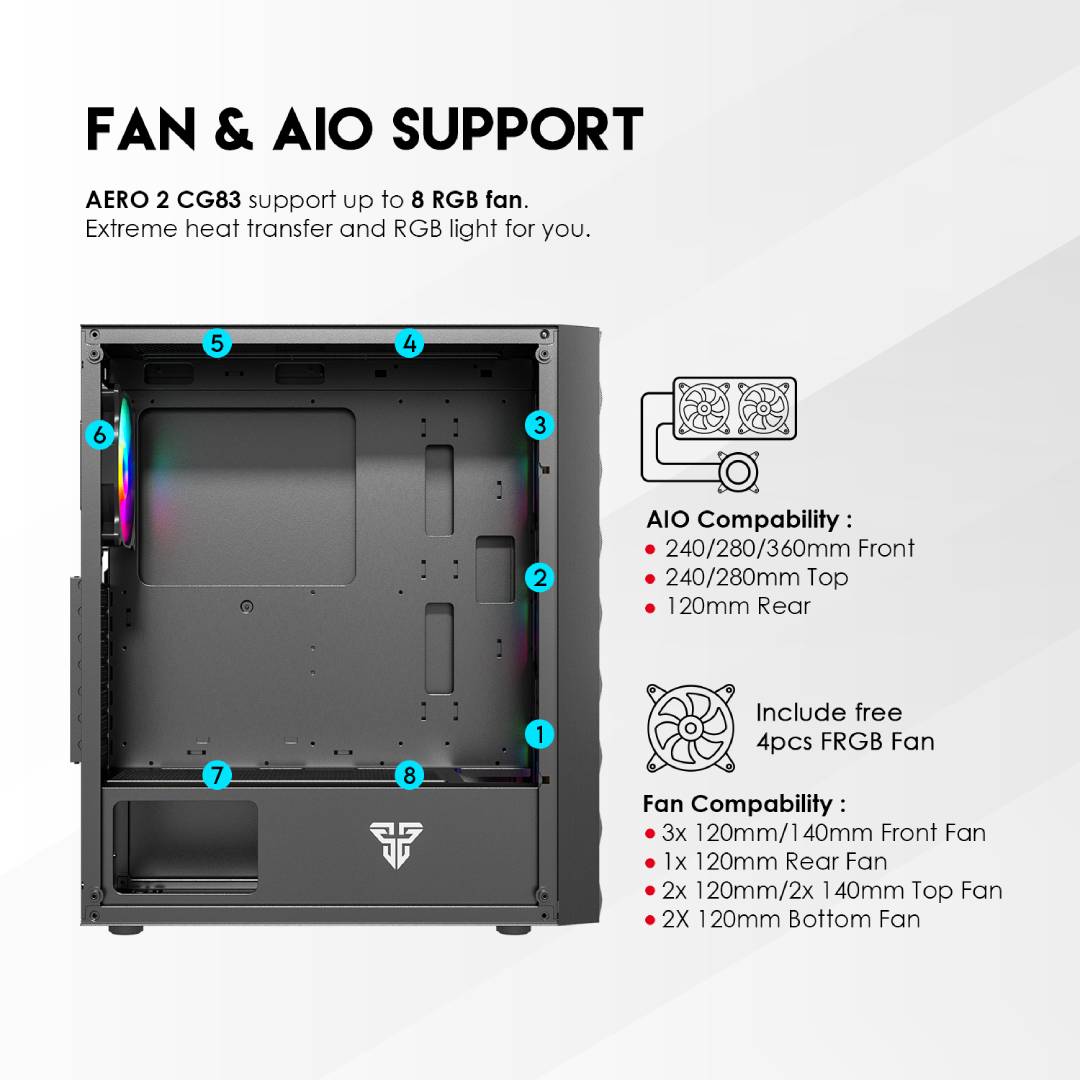 Gabinete Fantech CG83 AERO FRGB Black Edition