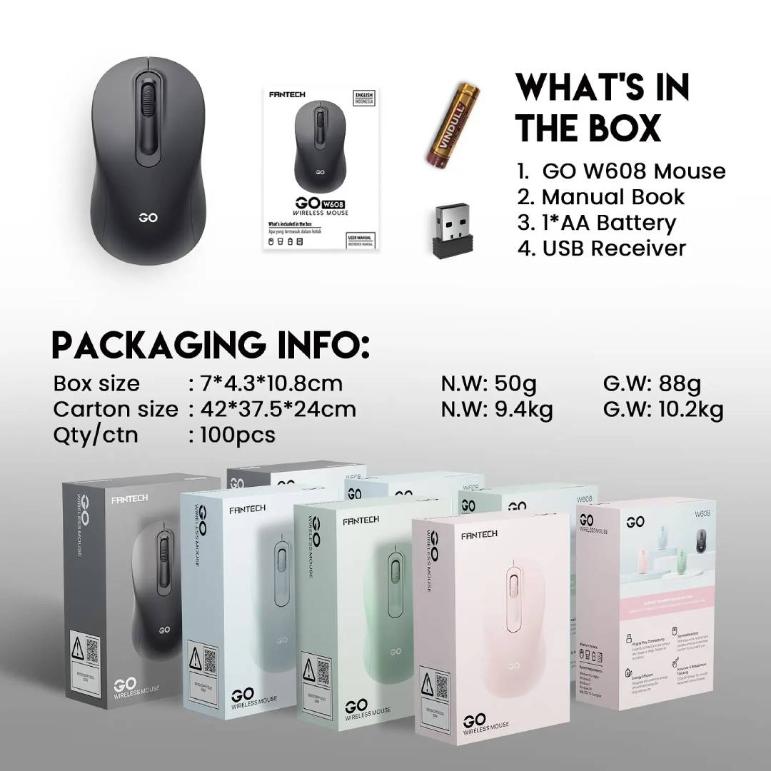 Mouse inalámbrico FANTECH W608 GO Rosa