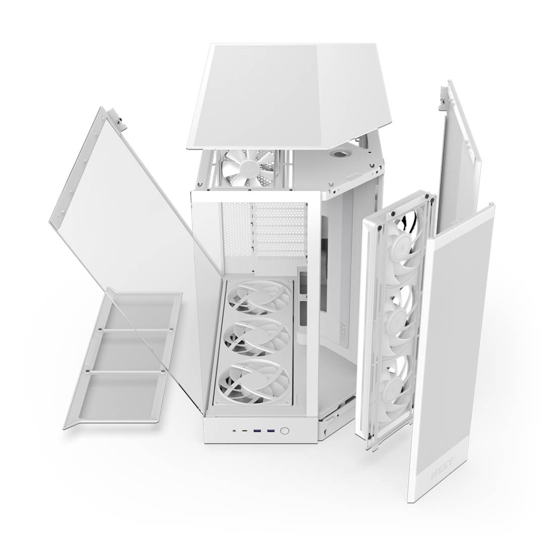 Gabinete NZXT H9 Flow RGB+ 2025 con Fans RGB y Control White