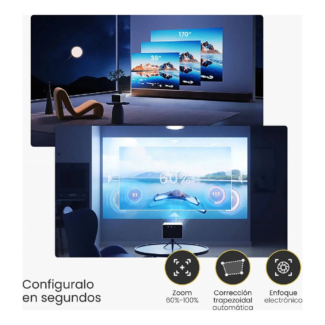 Proyector Portatil LEVO Mini Halo 9000lm Bluetooth HD