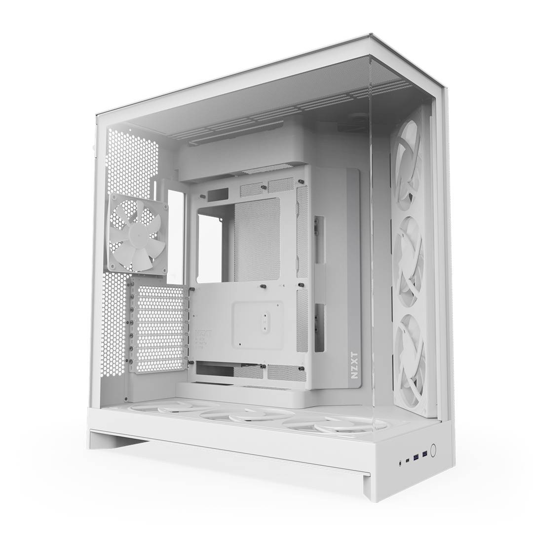 Gabinete NZXT H9 Flow RGB+ 2025 con Fans RGB y Control White