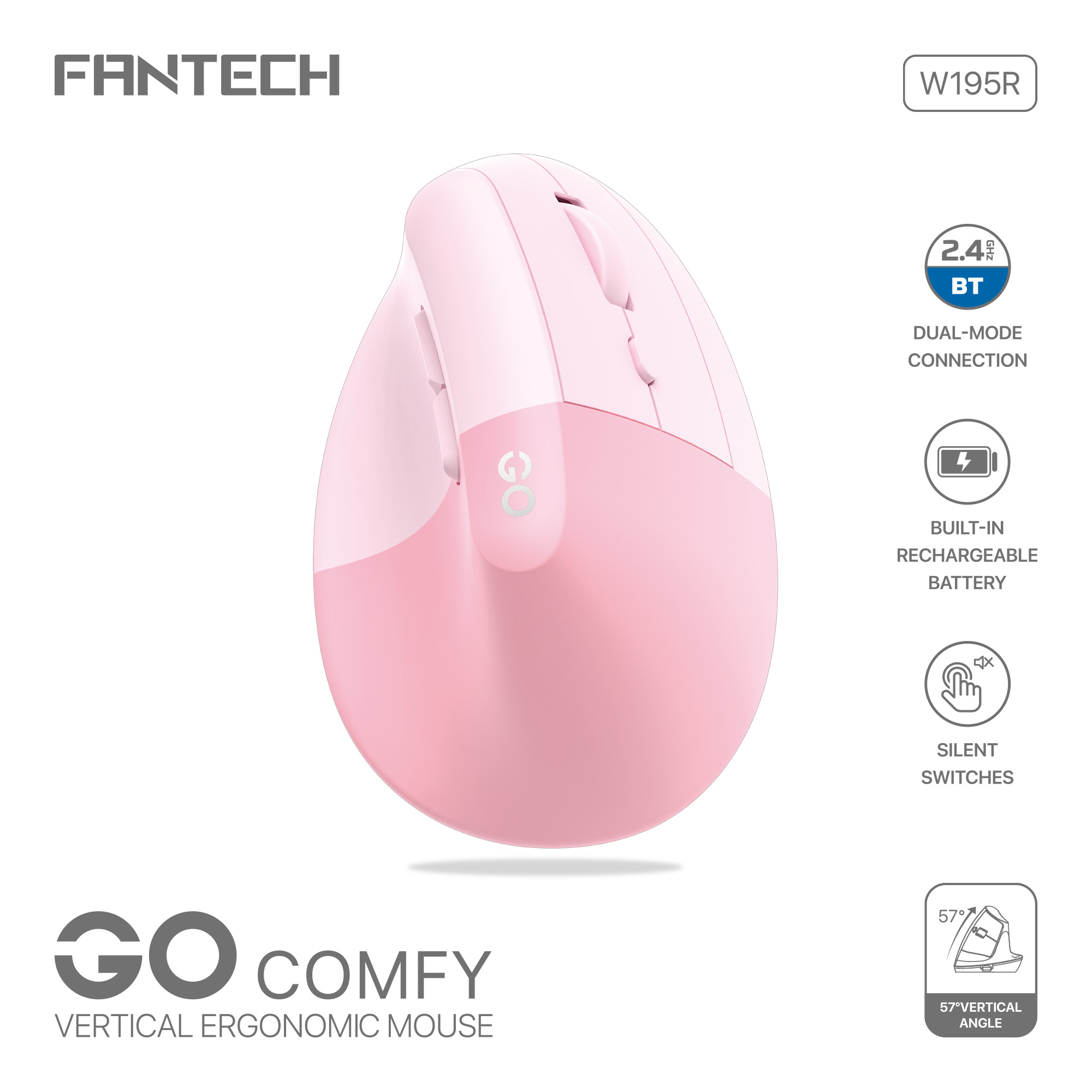Mouse Fantech W195R GO COMFY Pink