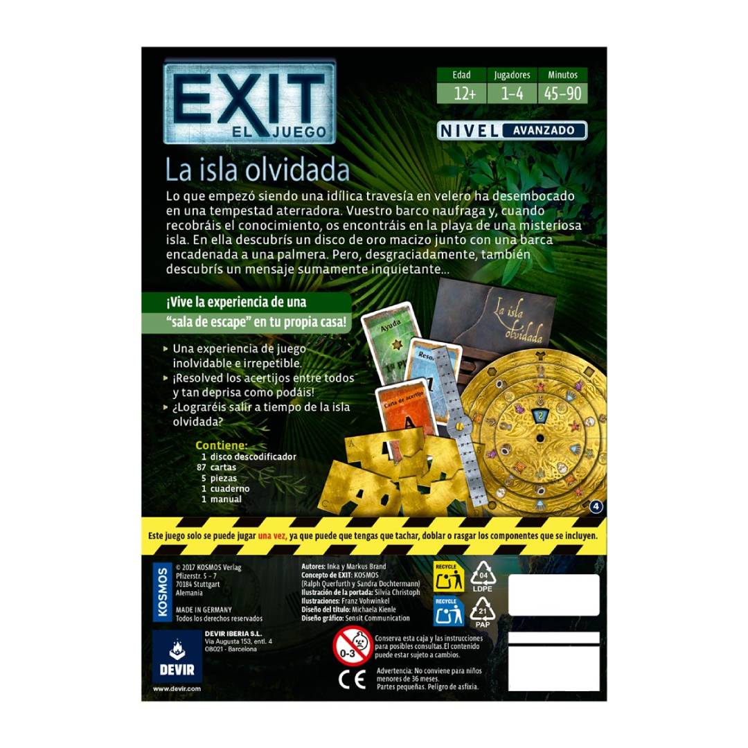 Juego de Mesa Exit La isla olvidada
