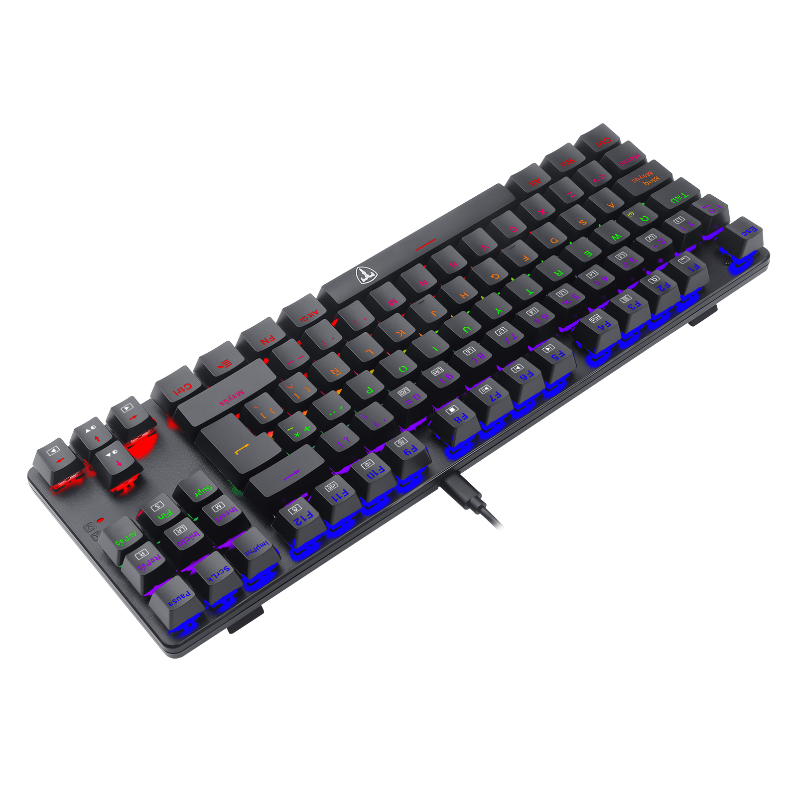 Teclado T-Dagger Bora Rainbow Lite T-TGK313-LIT Negro