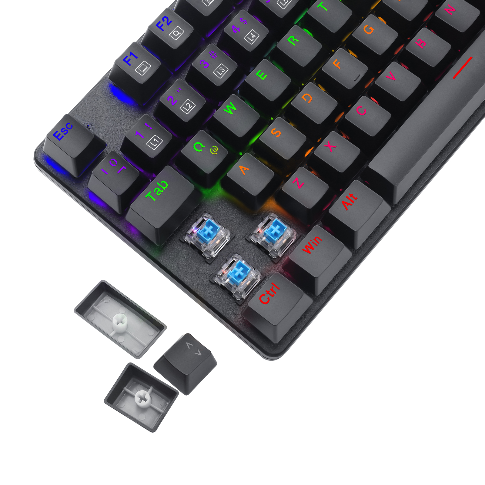 Teclado T-Dagger Bora Rainbow Lite T-TGK313-LIT Negro