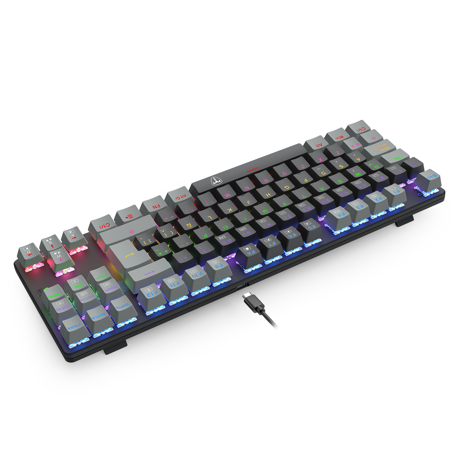 Teclado T-Dagger Bora Rainbow Lite T-TGK313BG-LIT Negro/Gris