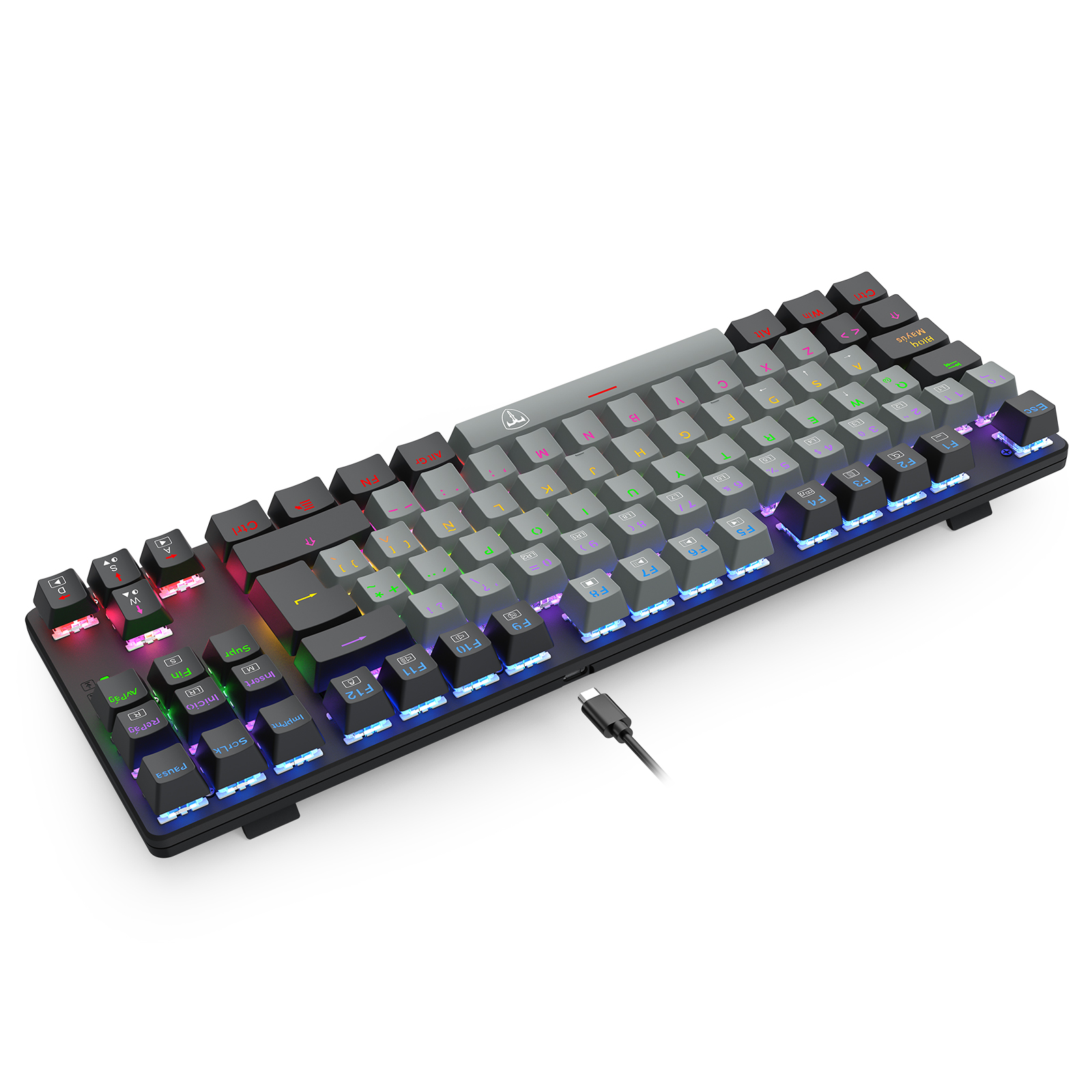 Teclado T-Dagger Bora Rainbow Lite T-TGK313GB-LIT Gris/Negro