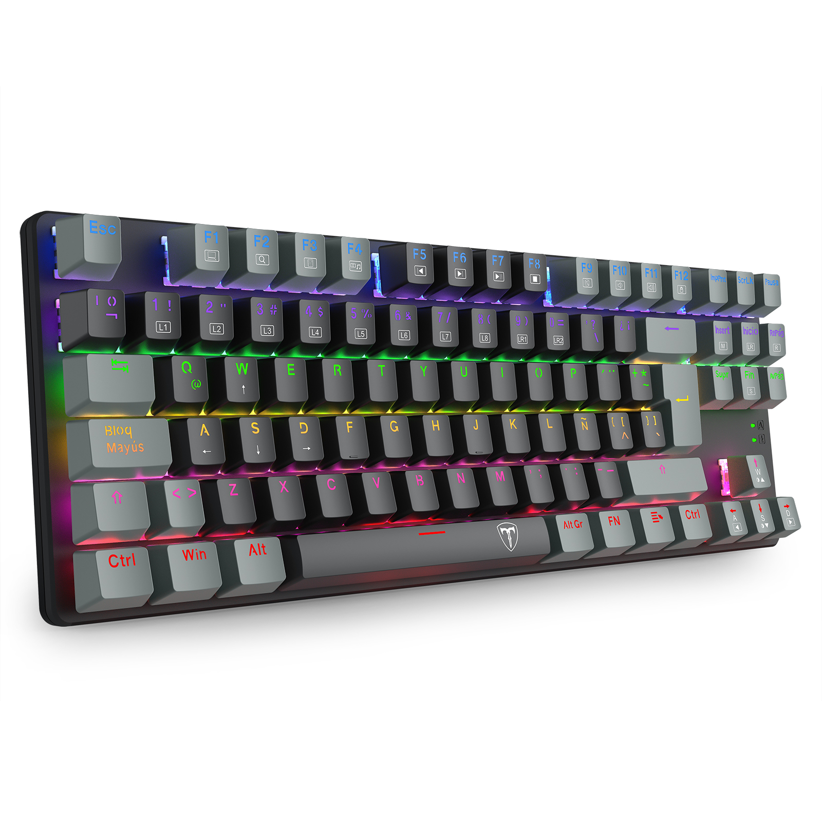 Teclado T-Dagger Bora Rainbow Lite T-TGK313BG-LIT Negro/Gris