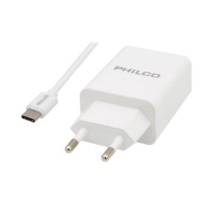 Cargador Rapido 2.1 con Cable Tipo C Philco R2109 Blanco